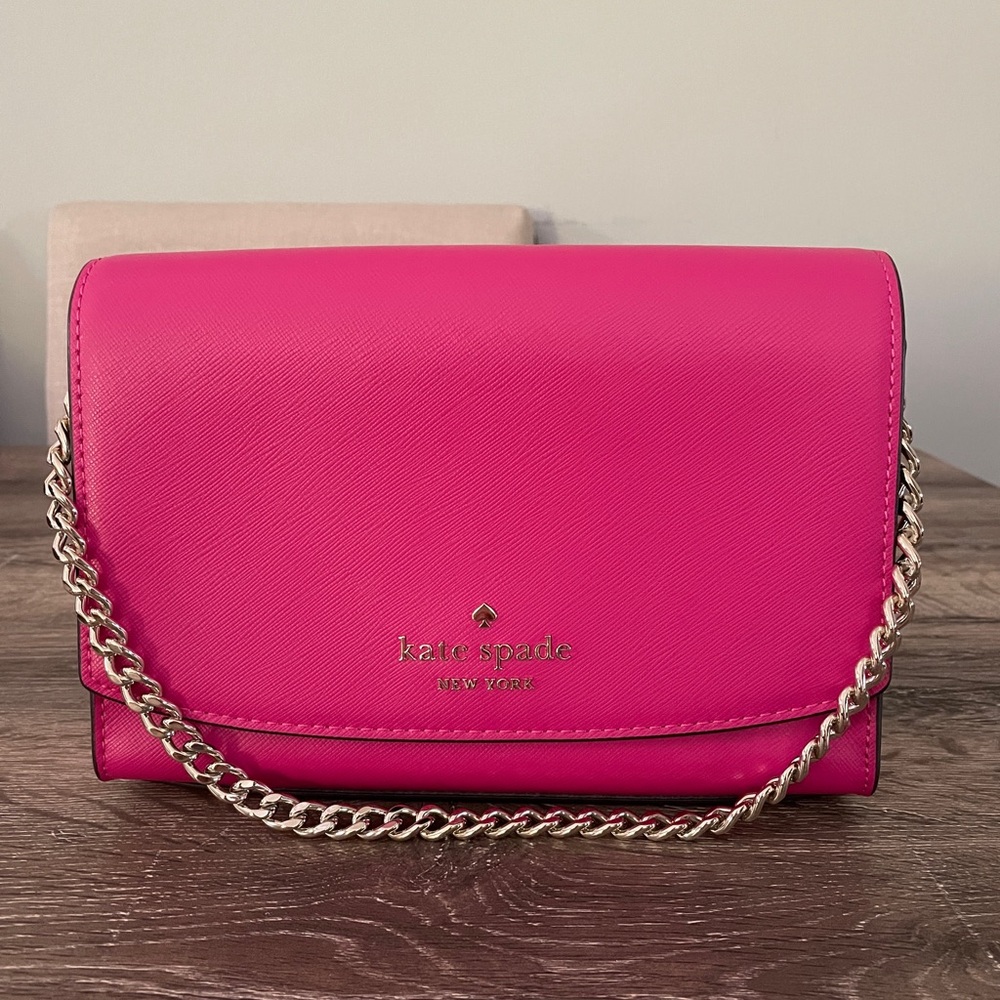 Kate Spade Carson Convertible Clutch/ Crossbody, Deep Hibiscus Saffiano Leather